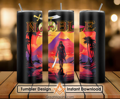 Noble Shriner Egyptian Warrior Pharaoh Pyramid - Skinny Tumbler Wrap PNG File Digital