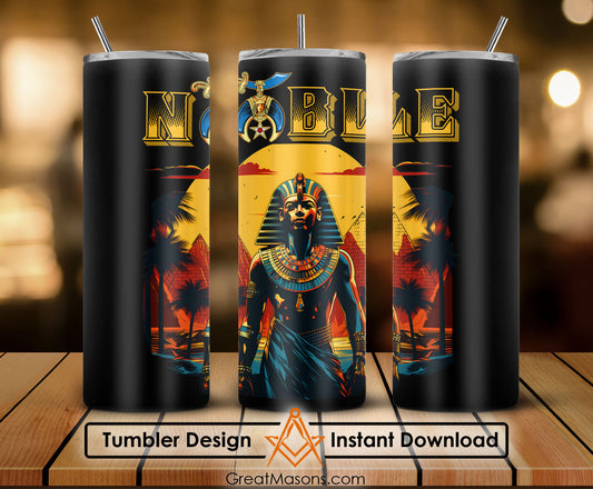 Noble Shriner Egyptian Pharaoh Tutankhamun Pyramids - Skinny Tumbler Wrap PNG File Digital