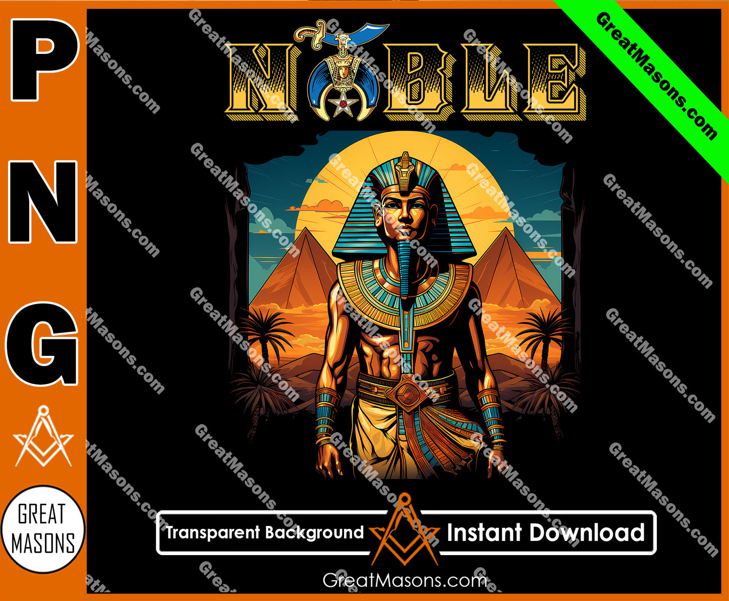 Shriner Egyptian Pharaoh King Tutankhamun Pyramids - PNG Transparent High Quality File