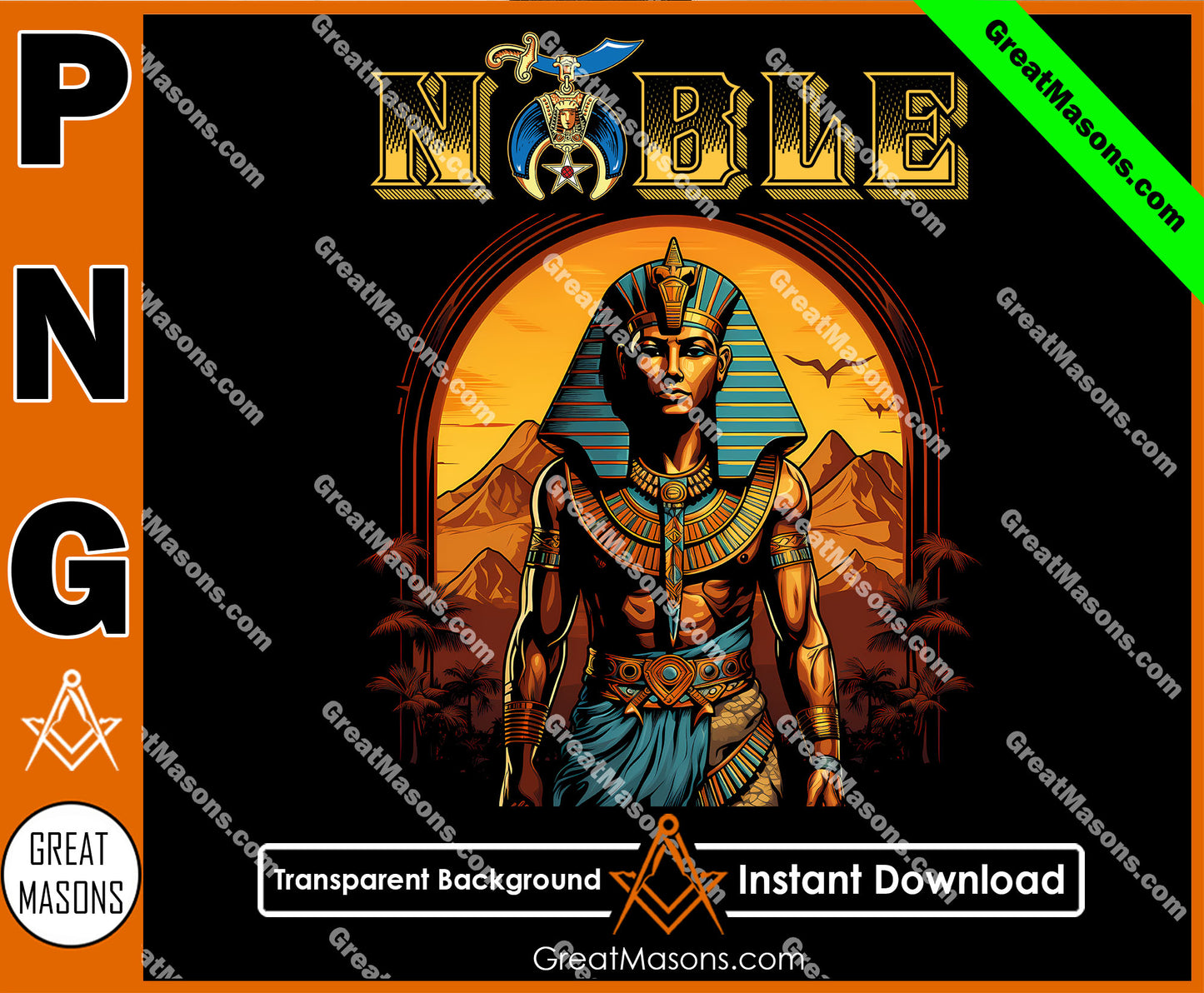 Shriner Egyptian Pharaoh King Tutankhamun - PNG Transparent High Quality File