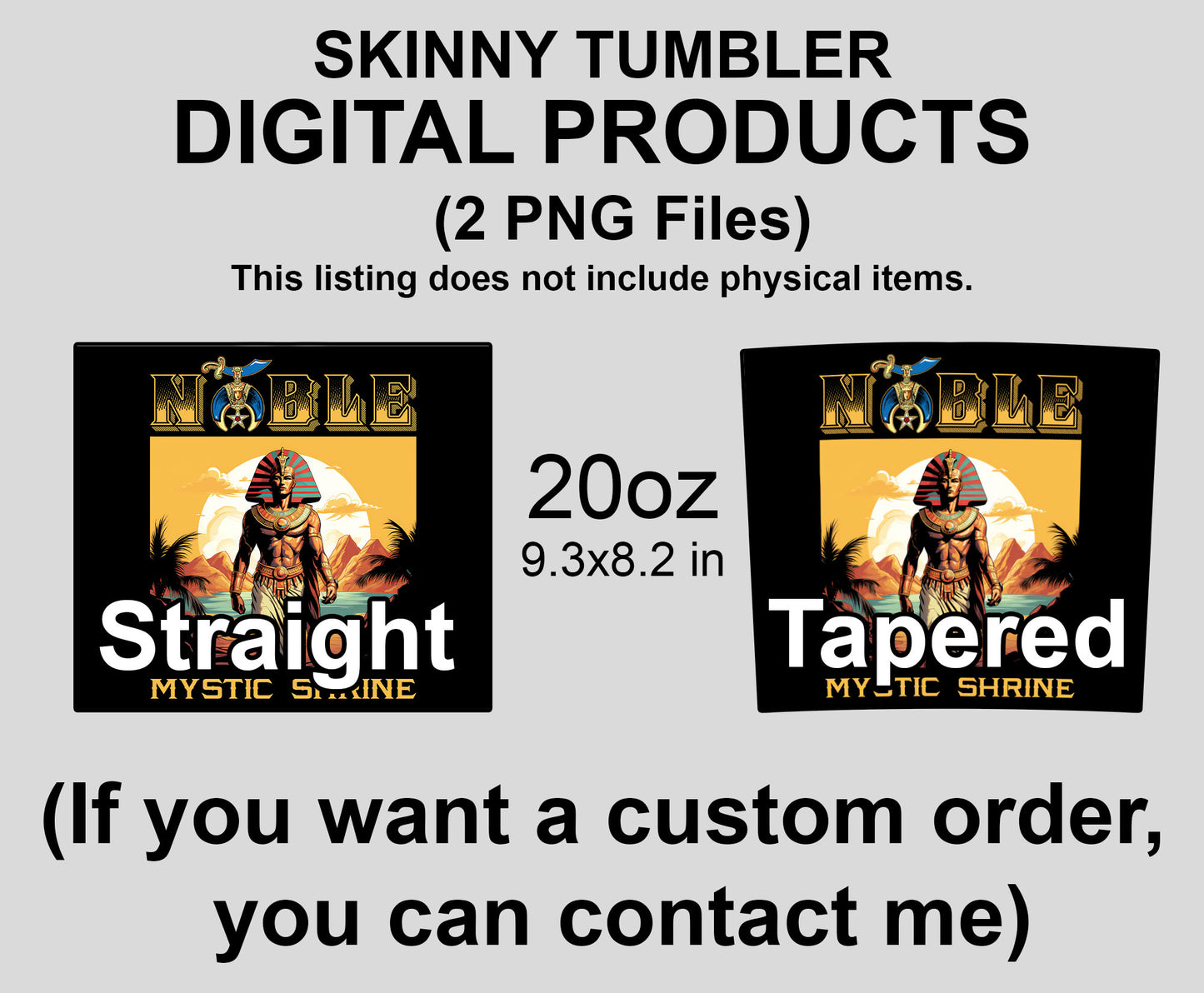 Noble Mystic Shriner Egyptian Pharaoh King Muscle - Skinny Tumbler Wrap PNG File Digital