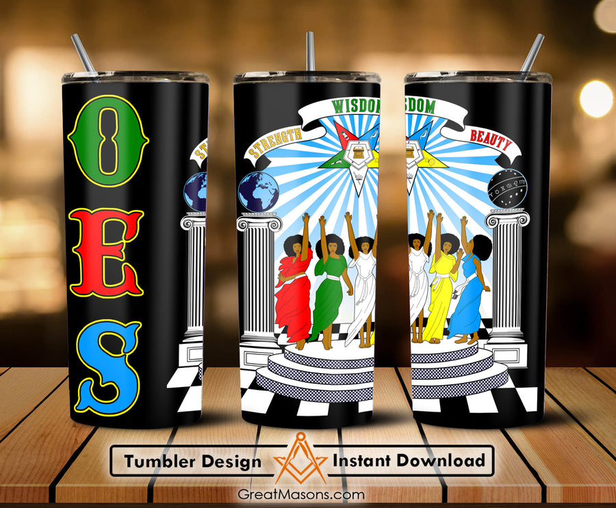 OES Sisters Strength Wisdom Beauty FATAL - Skinny Tumbler Wrap PNG File Digital