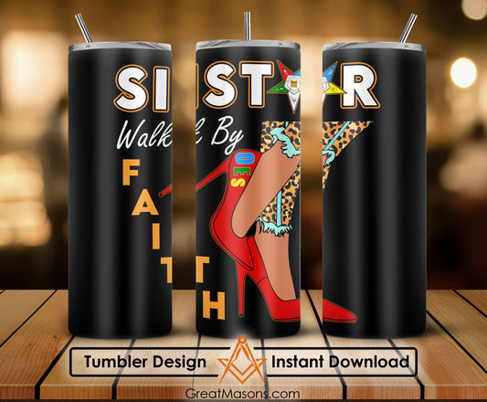 OES Sistar Leopard Walk By Faith FATAL - Skinny Tumbler Wrap PNG File Digital