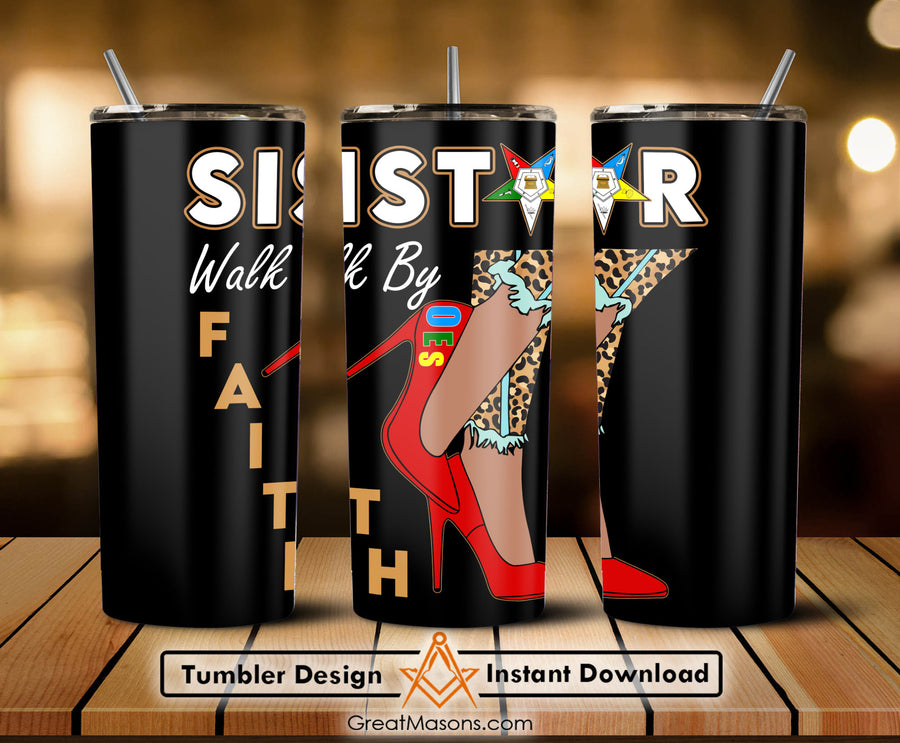 OES Sistar Leopard Walk By Faith FATAL - Skinny Tumbler Wrap PNG File Digital