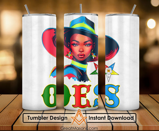 OES Black Beautiful Sister Floppy Wide - Brimmed Hat FATAL - Skinny Tumbler Wrap PNG File Digital