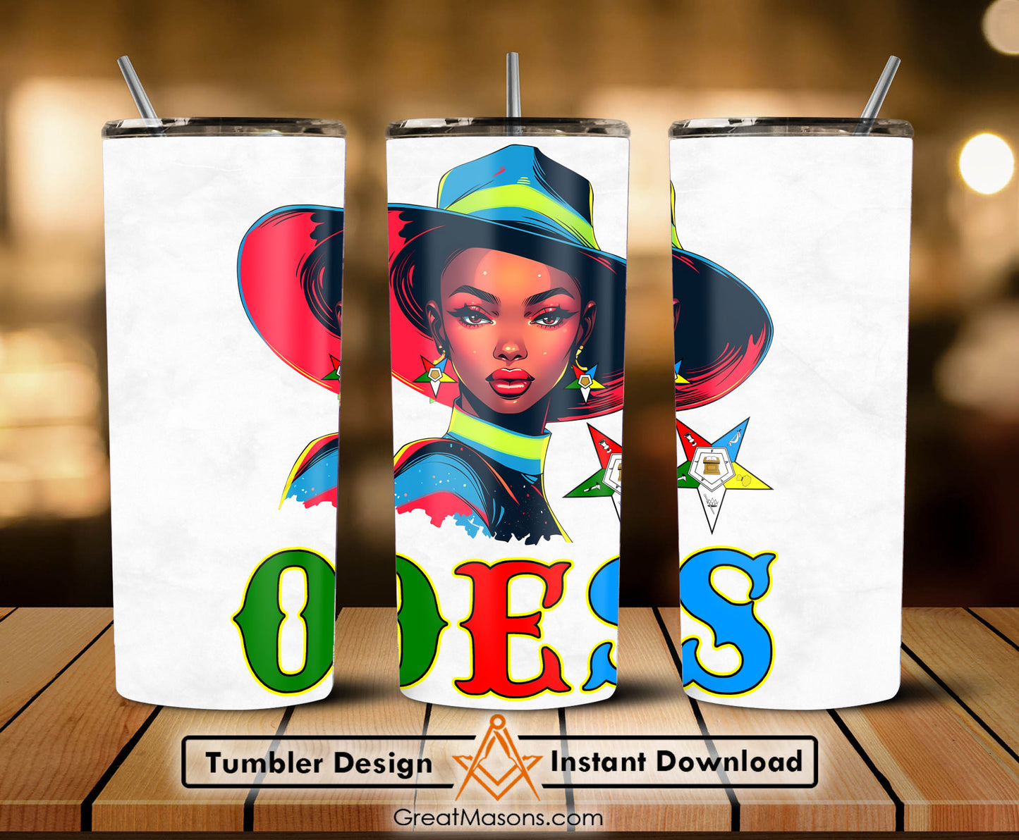 OES Black Beautiful Sister Floppy Wide - Brimmed Hat FATAL - Skinny Tumbler Wrap PNG File Digital