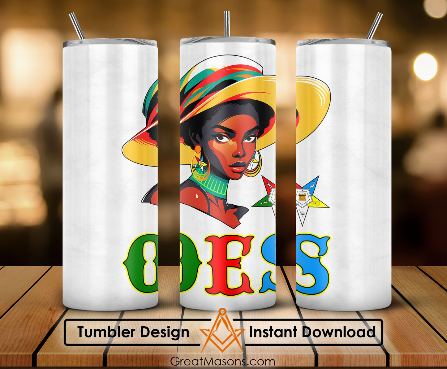 OES Black Beautiful Sister Floppy Wide - Brimmed Hat FATAL - Skinny Tumbler Wrap PNG File Digital