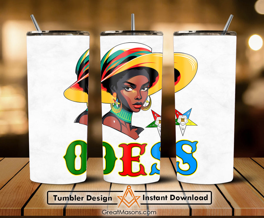 OES Black Beautiful Sister Floppy Wide - Brimmed Hat FATAL - Skinny Tumbler Wrap PNG File Digital