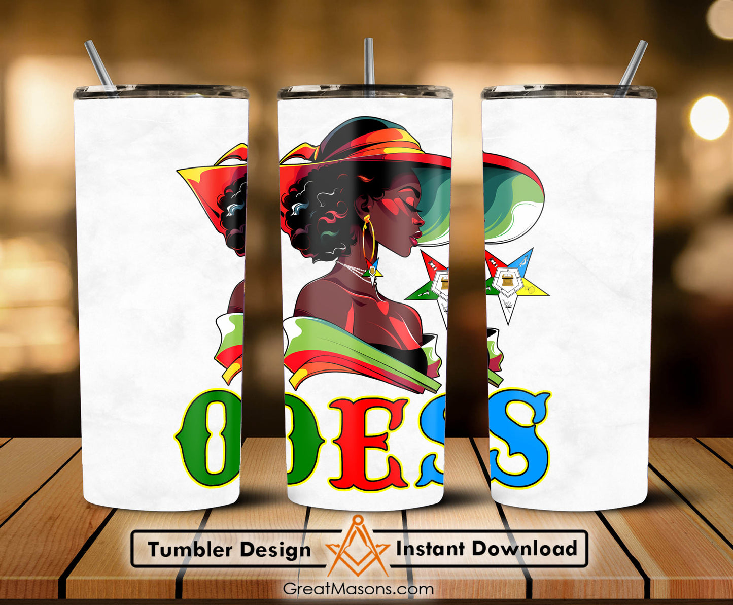 OES Black Beautiful Sister Floppy Wide - Brimmed Hat FATAL - Skinny Tumbler Wrap PNG File Digital