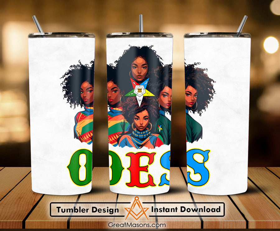 OES Black Beautiful Sisters Squad Team FATAL - Skinny Tumbler Wrap PNG File Digital