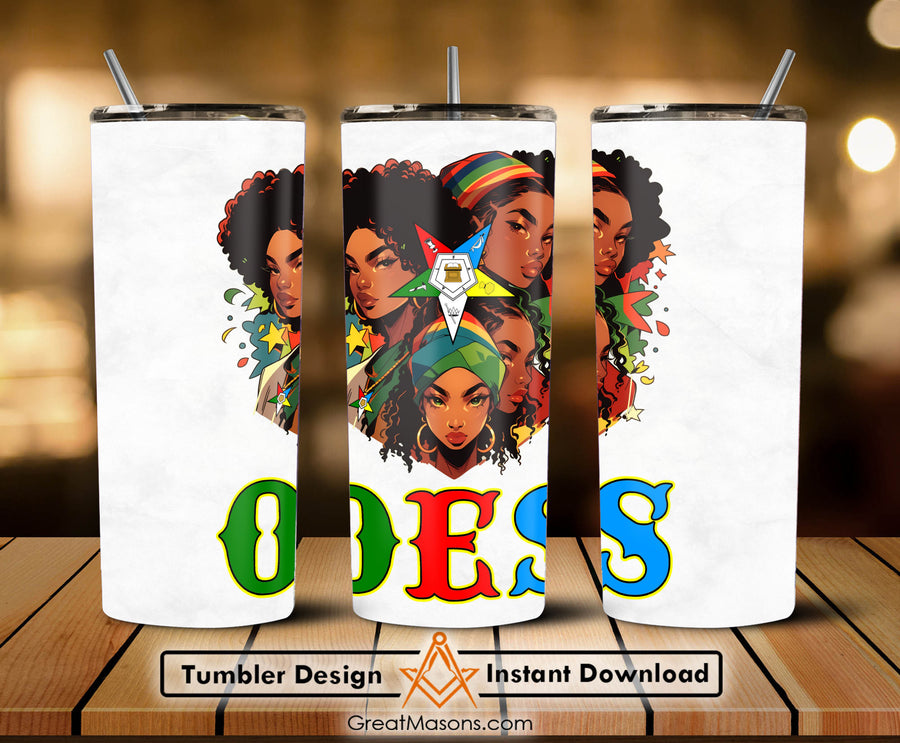 OES Black Beautiful Sisters Squad Team FATAL - Skinny Tumbler Wrap PNG File Digital