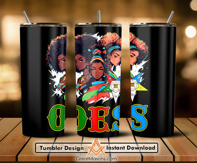 OES Black Beautiful Sisters Squad Team FATAL - Skinny Tumbler Wrap PNG File Digital