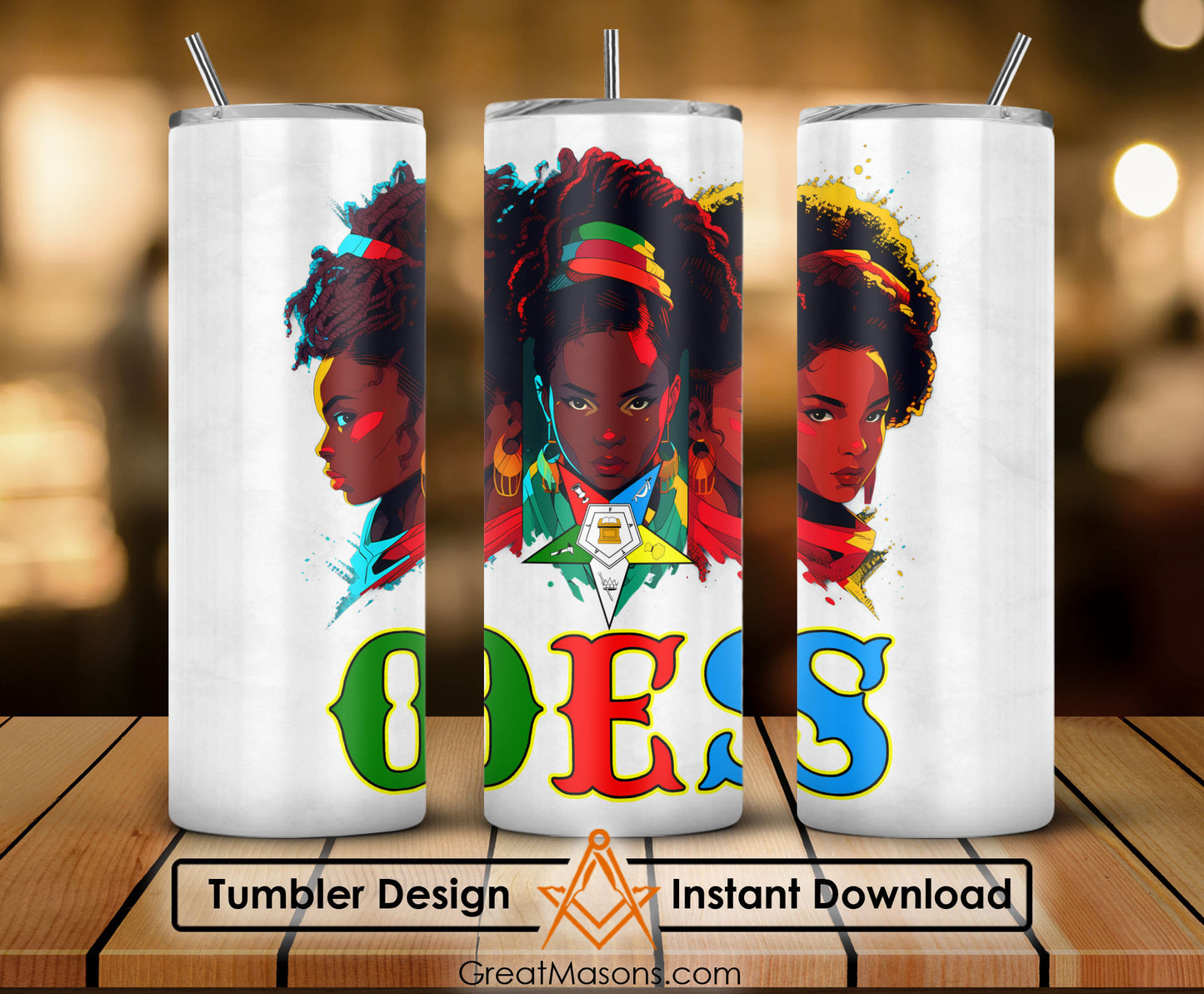 OES Black Beautiful Sisters Squad Team FATAL - Skinny Tumbler Wrap PNG File Digital