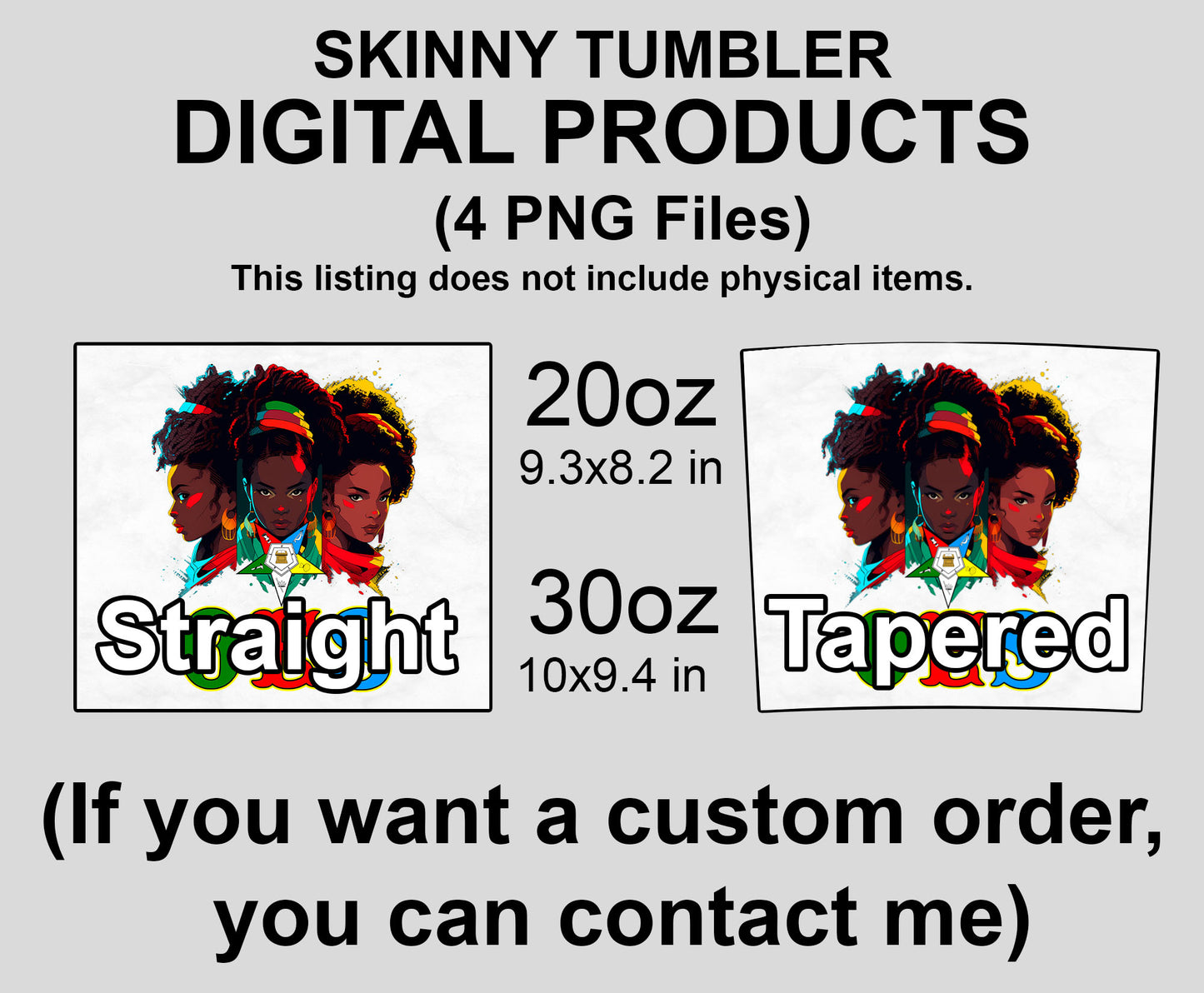 OES Black Beautiful Sisters Squad Team FATAL - Skinny Tumbler Wrap PNG File Digital