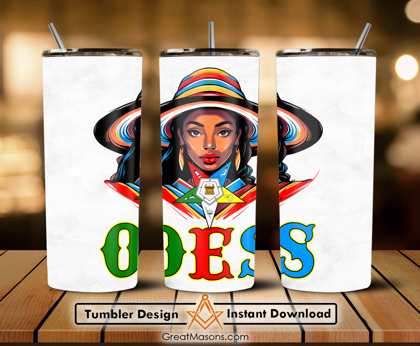 OES Black Beautiful Sister Floppy Wide-Brimmed Hat FATAL - Skinny Tumbler Wrap PNG File Digital