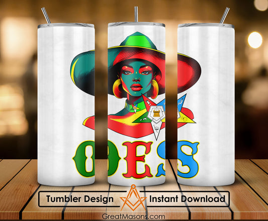 OES Black Beautiful Sister Floppy Wide - Brimmed Hat FATAL - Skinny Tumbler Wrap PNG File Digital