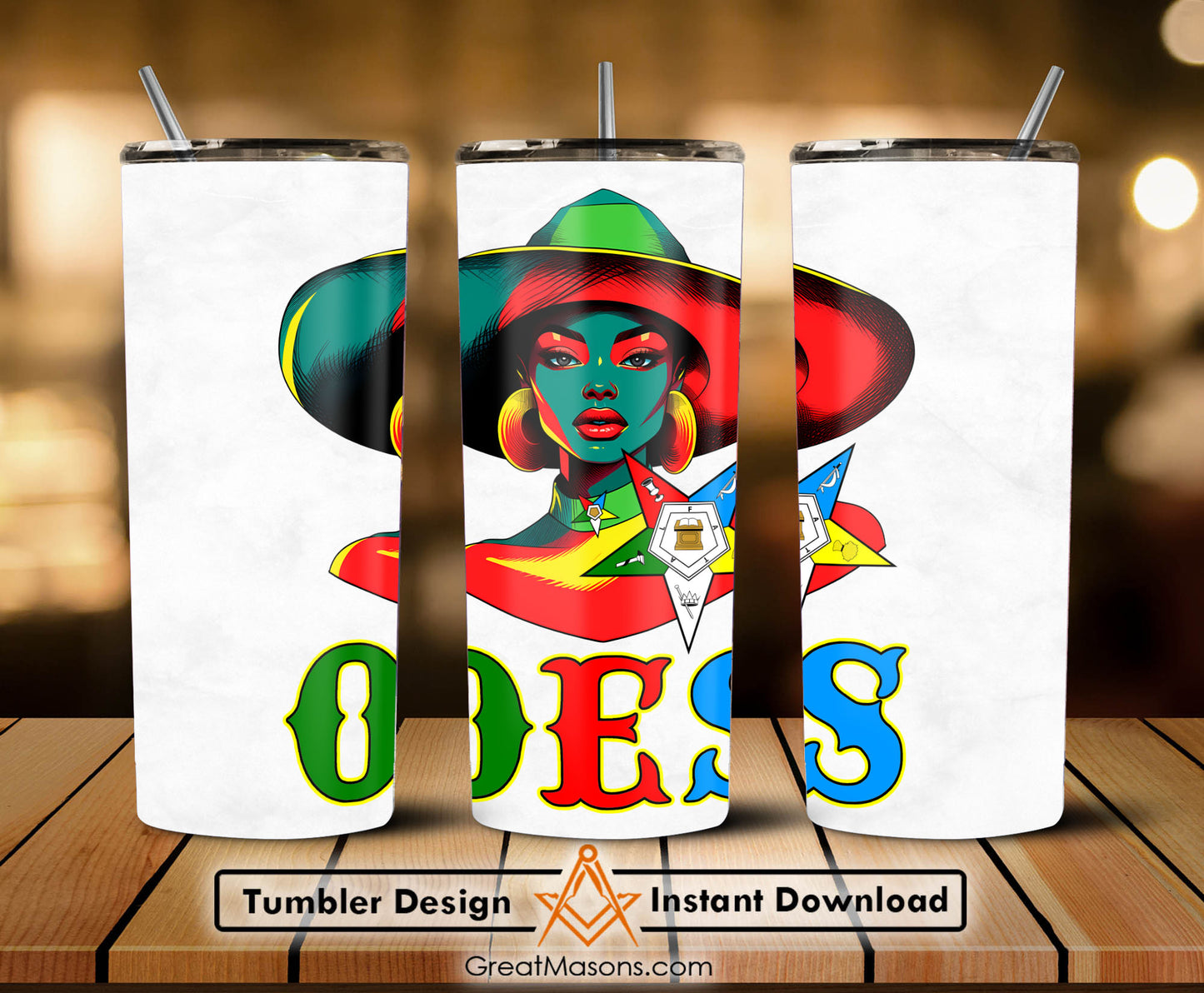 OES Black Beautiful Sister Floppy Wide - Brimmed Hat FATAL - Skinny Tumbler Wrap PNG File Digital