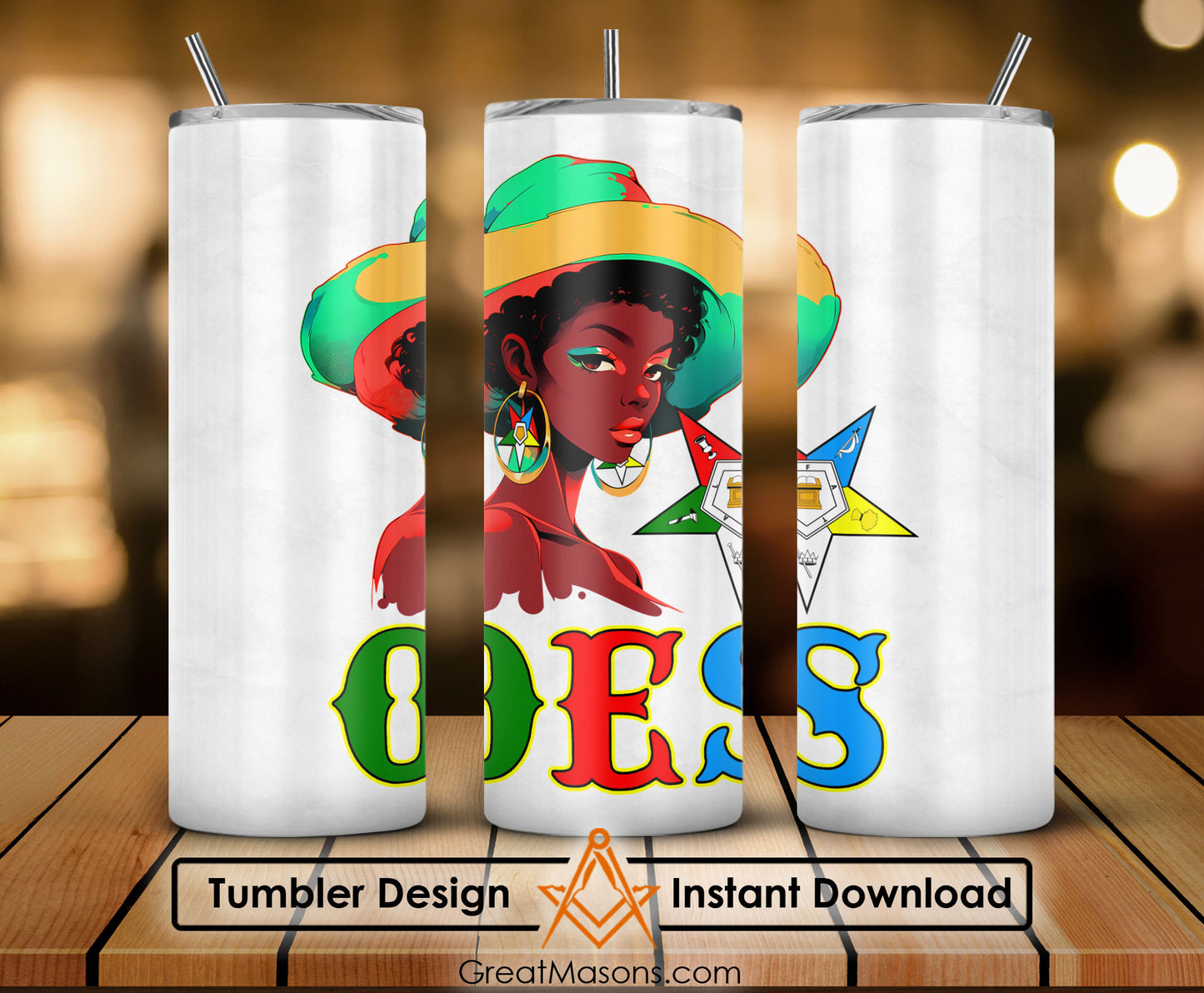 OES Black Beautiful Sister Floppy Wide - Brimmed Hat FATAL - Skinny Tumbler Wrap PNG File Digital