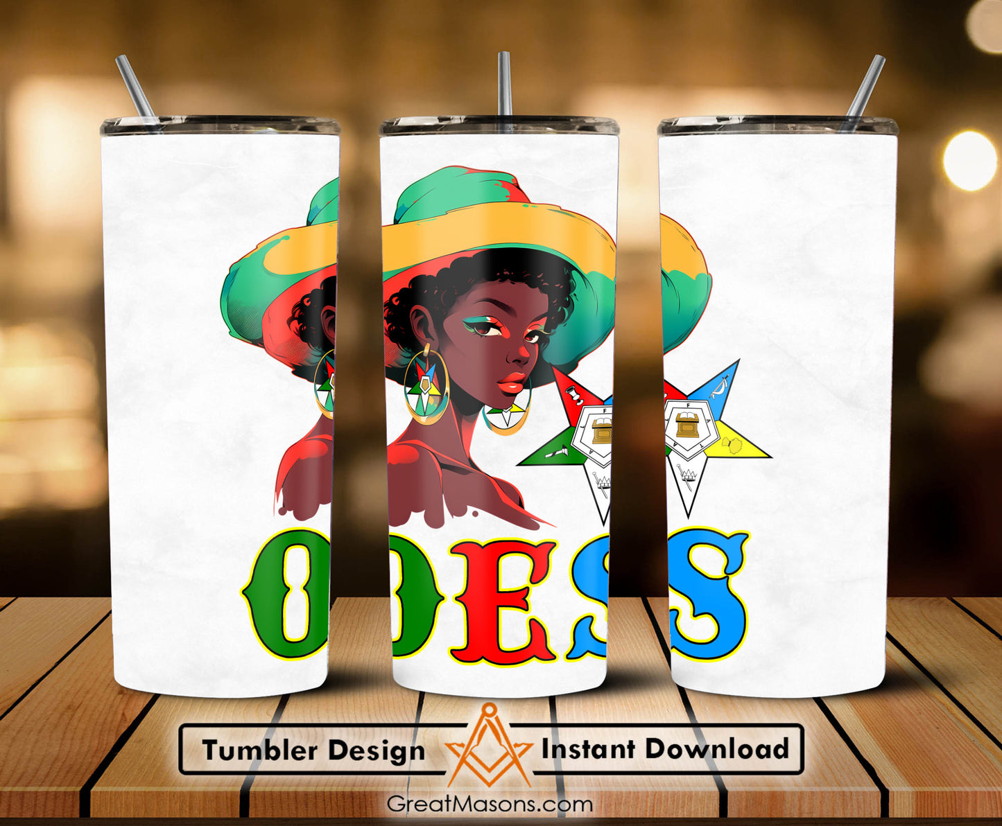 OES Black Beautiful Sister Floppy Wide - Brimmed Hat FATAL - Skinny Tumbler Wrap PNG File Digital