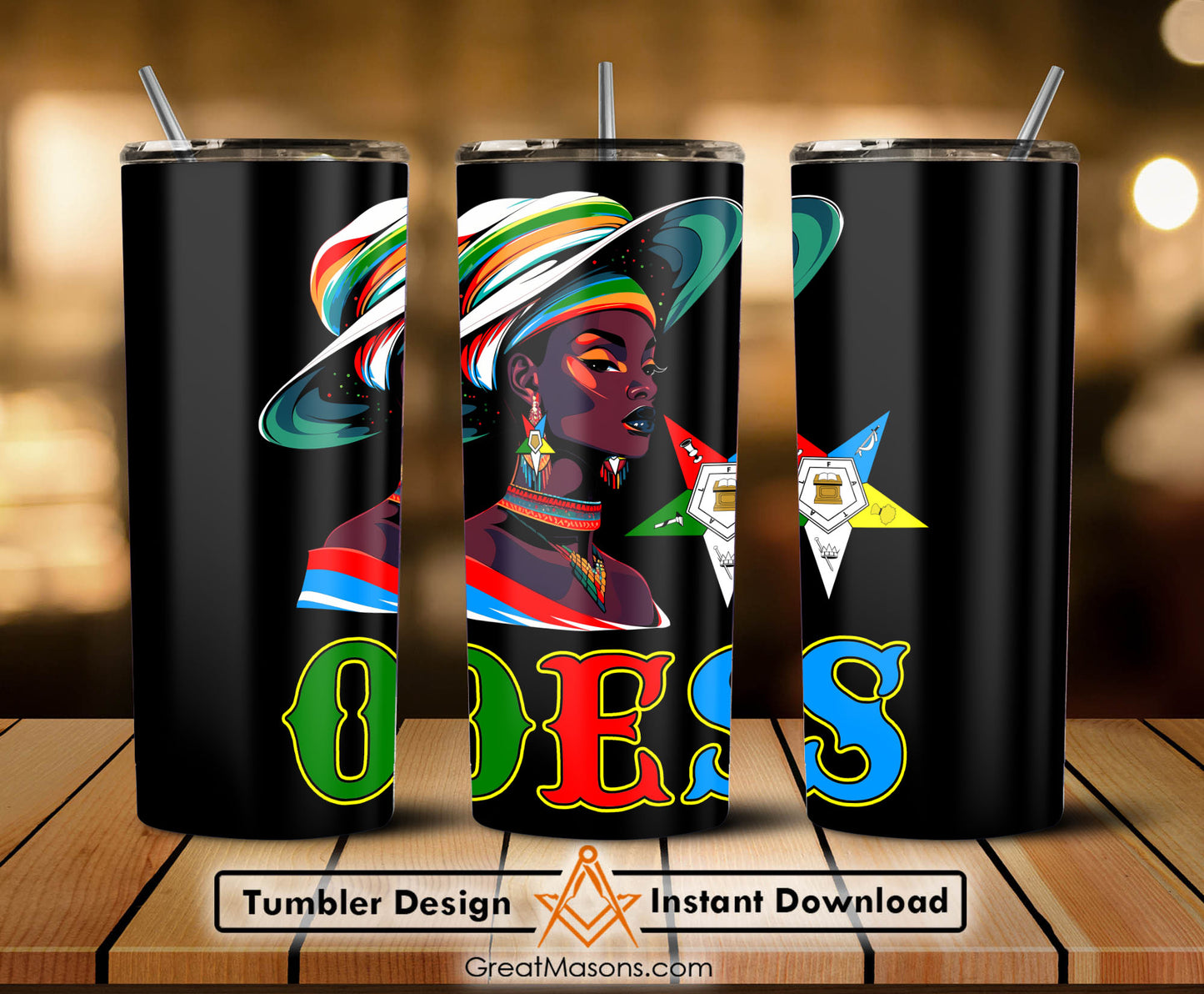 OES Black Beautiful Sister Floppy Wide - Brimmed Hat FATAL - Skinny Tumbler Wrap PNG File Digital