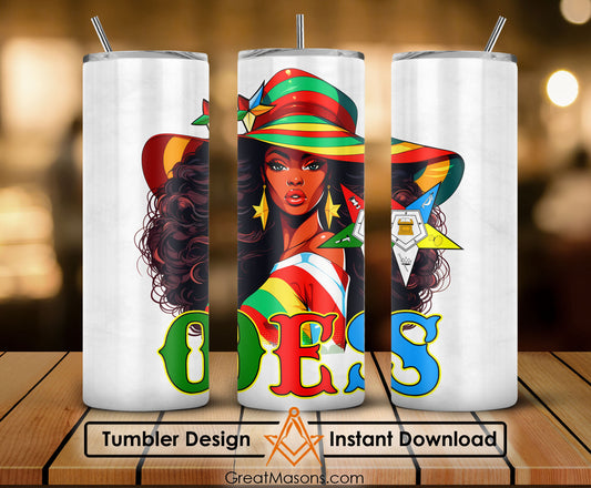 OES Black Beautiful Sister Floppy Wide - Brimmed Hat FATAL - Skinny Tumbler Wrap PNG File Digital