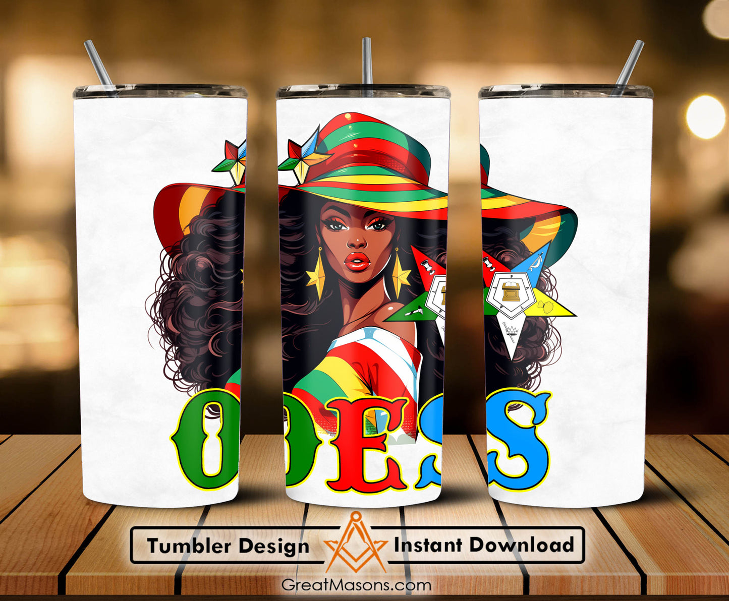 OES Black Beautiful Sister Floppy Wide - Brimmed Hat FATAL - Skinny Tumbler Wrap PNG File Digital