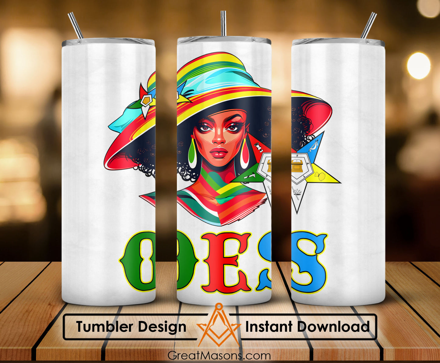 OES Black Beautiful Sister Floppy Wide - Brimmed Hat FATAL - Skinny Tumbler Wrap PNG File Digital