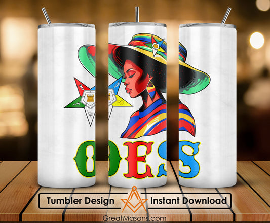 OES Black Beautiful Sister Floppy Wide - Brimmed Hat FATAL - Skinny Tumbler Wrap PNG File Digital