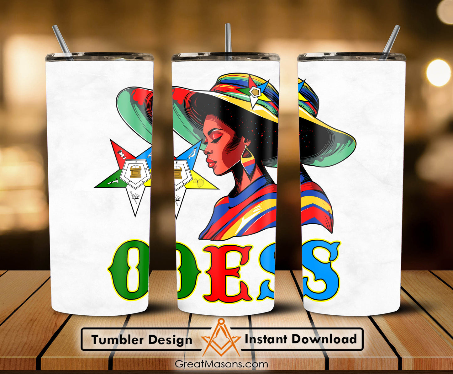 OES Black Beautiful Sister Floppy Wide - Brimmed Hat FATAL - Skinny Tumbler Wrap PNG File Digital