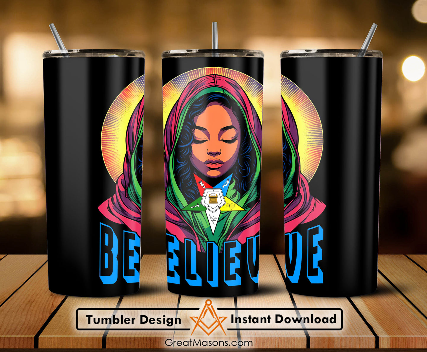 OES Black Sister Beautiful Pray Believe Wear Hoodie Color Shirt FATAL - Skinny Tumbler Wrap PNG File Digital