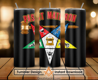 OES Past Matron Vintage Worthy Matron FATAL - Skinny Tumbler Wrap PNG File Digital