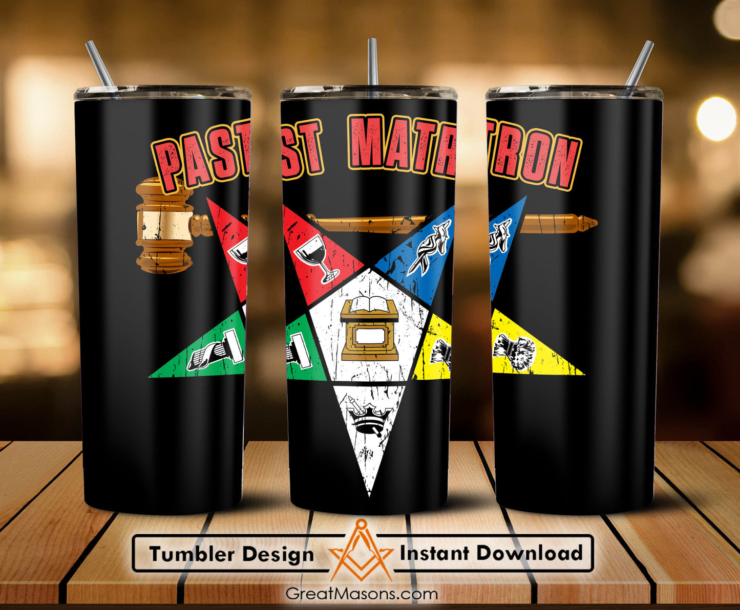 OES Past Matron Vintage Worthy Matron FATAL - Skinny Tumbler Wrap PNG File Digital