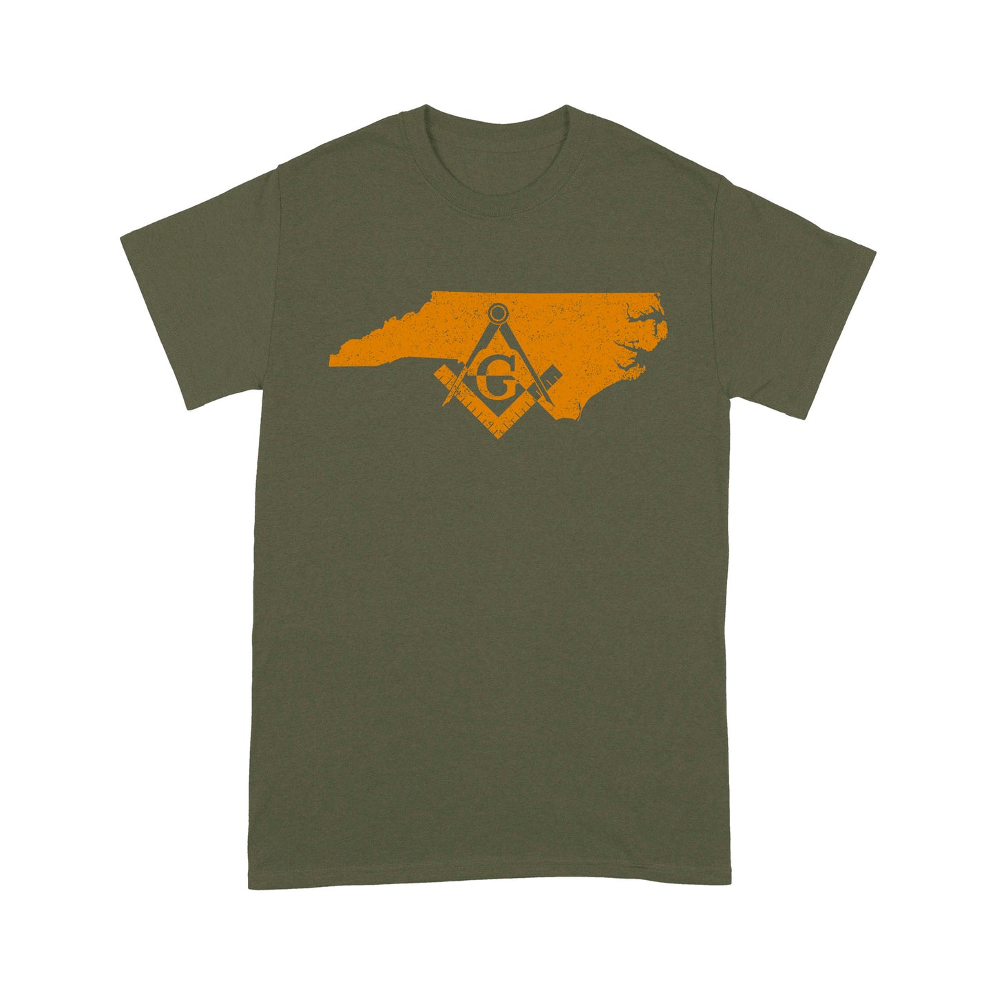 North Carolina Freemason State Map Square & Compass Symbol - T Shirt