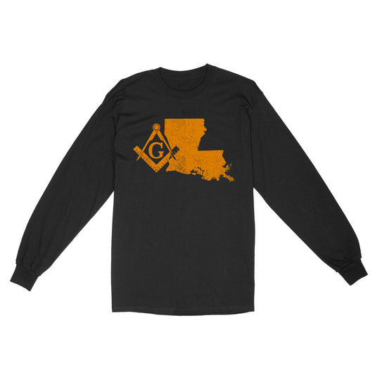 Louisiana Freemason State Map Square & Compass Symbol - Long Sleeve