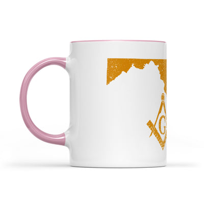 Maryland square & compass freemason symbol state map - Accent Mug