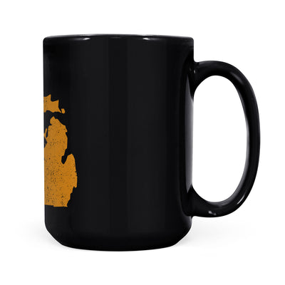 Michigan square & compass freemason symbol state map - Black Mug