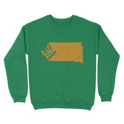 South Dakota Freemason State Map Square & Compass Symbol - Sweatshirt