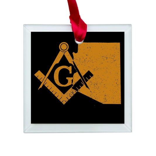 Arizona square & compass freemason symbol state map - Glass Square Ornament