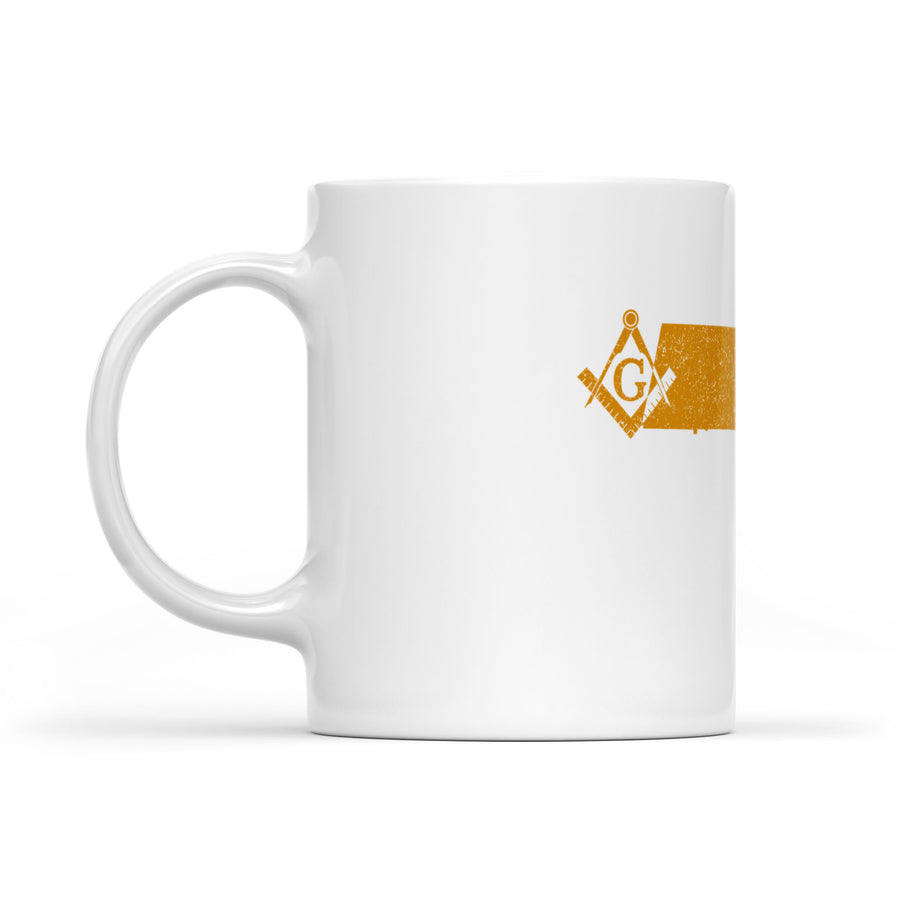 Massachusetts square & compass freemason symbol state map - White Mug