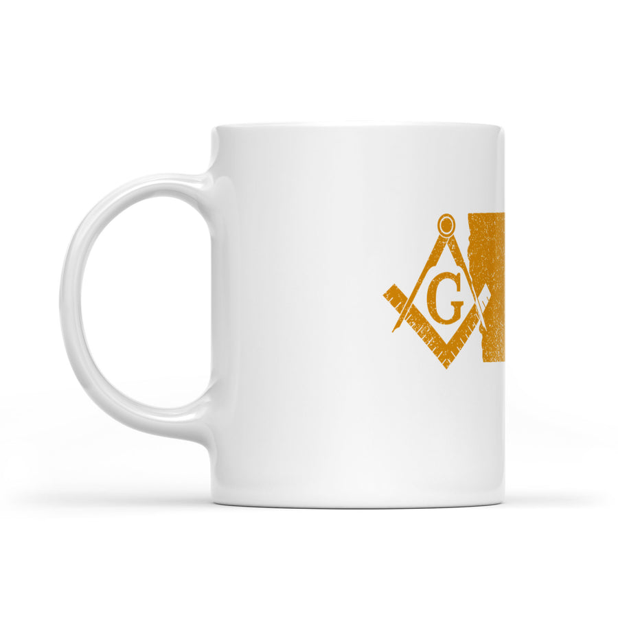 Iowa square & compass freemason symbol state map - White Mug