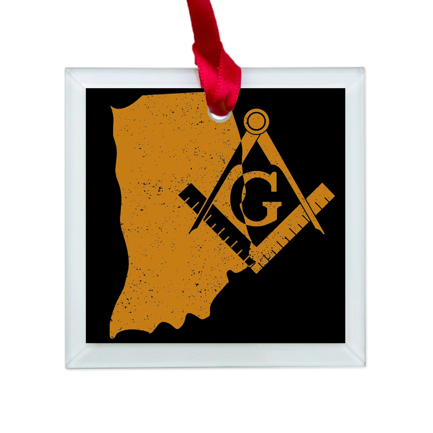 Indiana square & compass freemason symbol state map - Glass Square Ornament