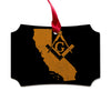 California square & compass freemason symbol state map - Scalloped Wooden Maple Ornament