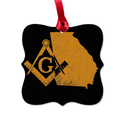 Georgia square & compass freemason symbol state map - Square Aluminum Ornament