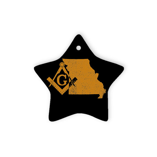 Missouri square & compass freemason symbol state map - Star Ceramic Ornament