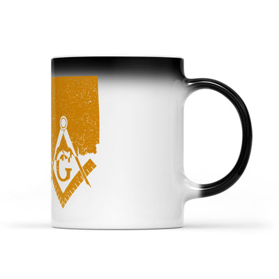 Connecticut square & compass freemason symbol state map - Color Changing Mug