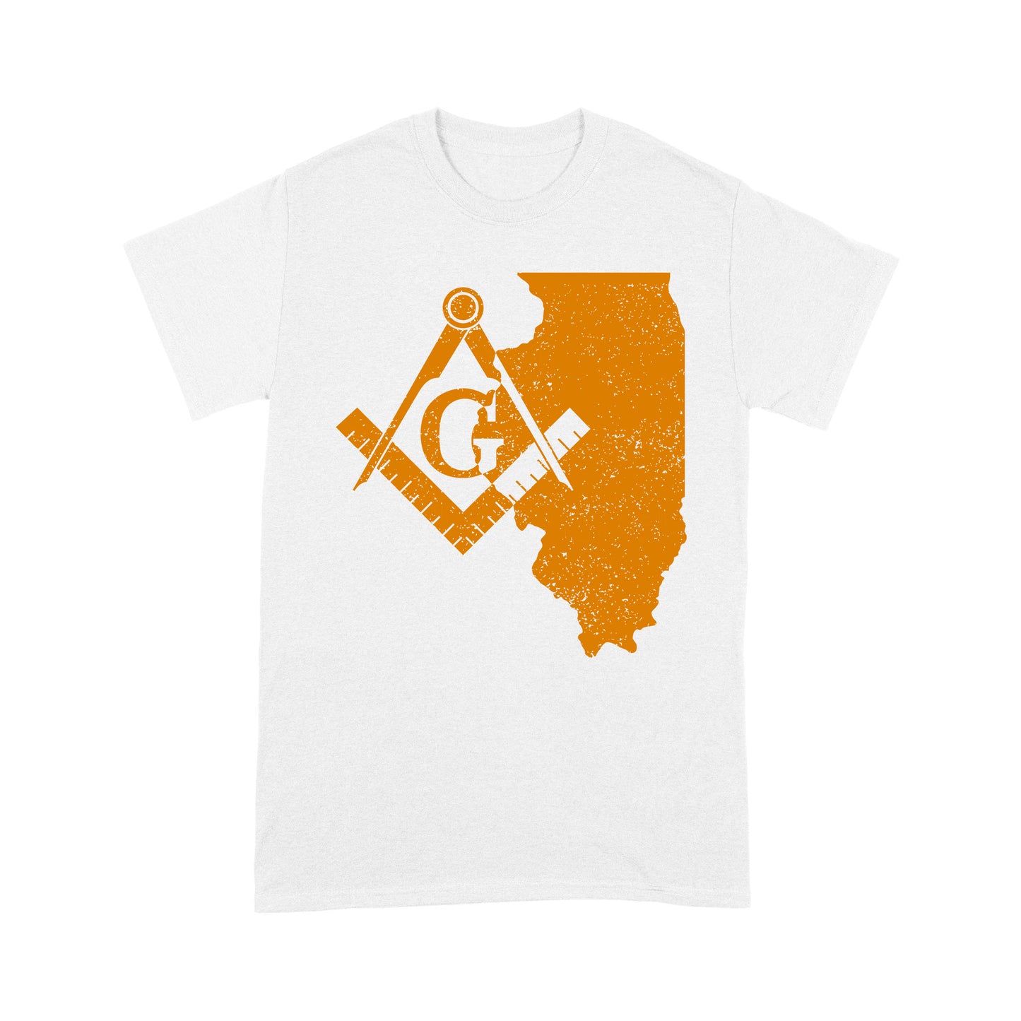 Illinois Freemason State Map Square & Compass Symbol - T Shirt