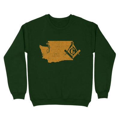 Washington Freemason State Map Square & Compass Symbol - Sweatshirt