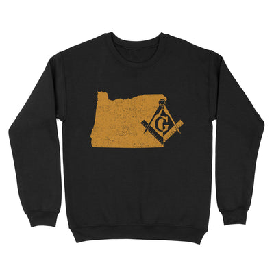 Oregon Freemason State Map Square & Compass Symbol - Sweatshirt