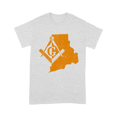 Rhode Freemason State Map Square & Compass Symbol - T Shirt