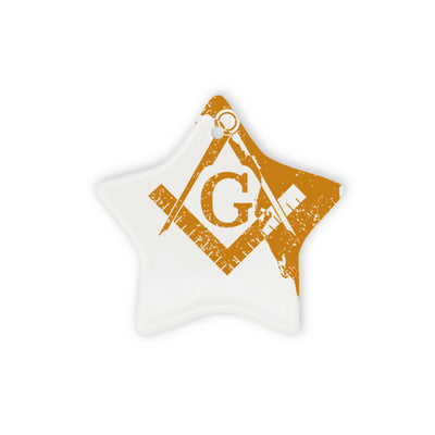 Florida square & compass freemason symbol state map - Star Ceramic Ornament (2 sided)